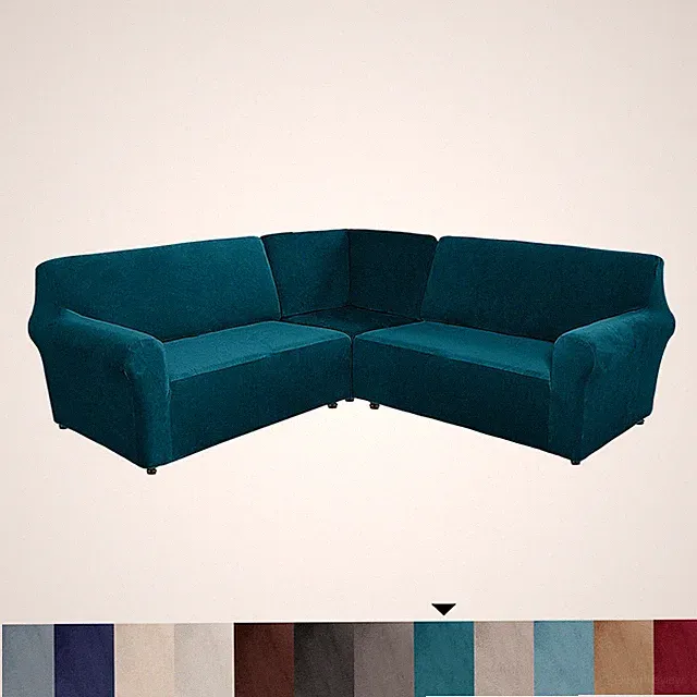 Velvet Corner Sectional Cover L Shaped Recliner Slipcover Protector Corner Piece