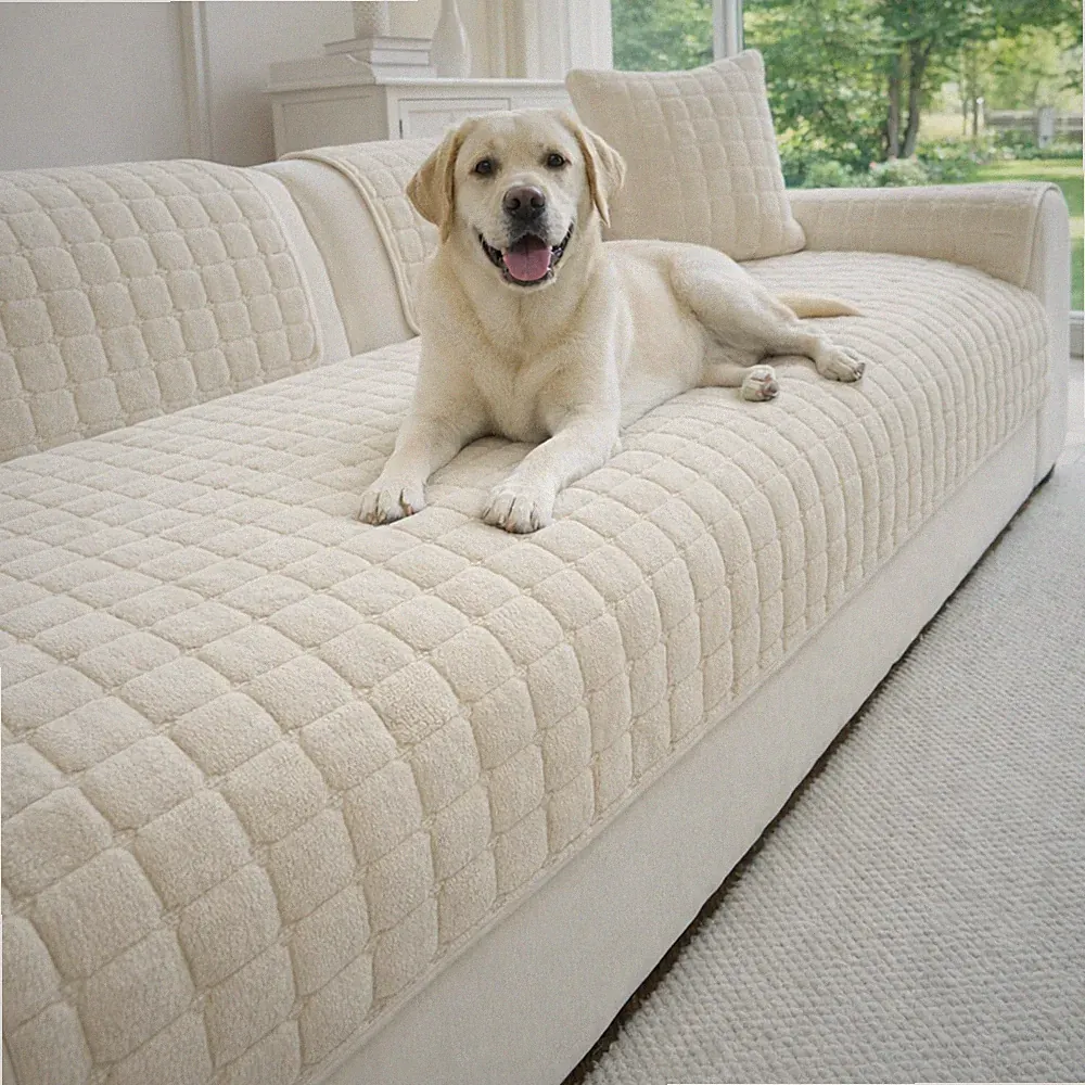 Velvet Couch Cover, Washable Anti Slip Sectional Sofa Cover for 3 Cushion Cou...