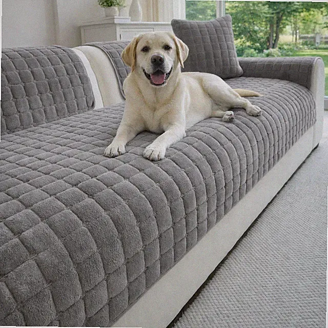 Velvet Couch Cover, Washable Anti Slip Sectional Sofa Cover for 3 Cushion Cou...
