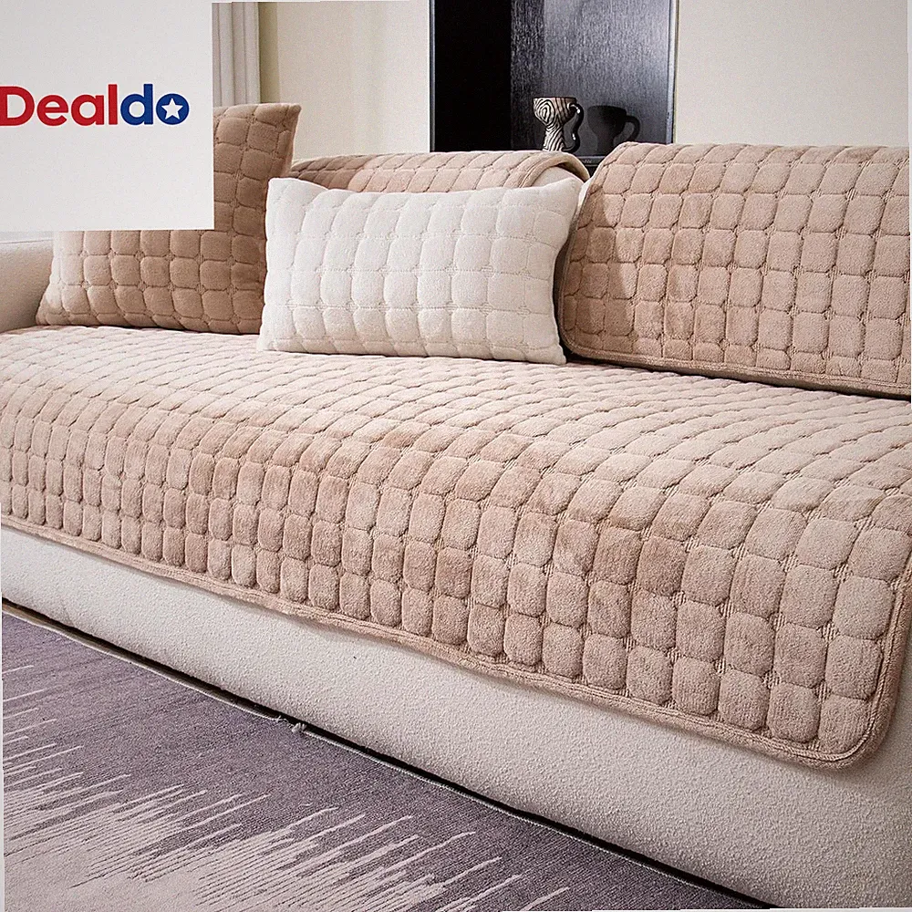 Velvet Couch Cover, Washable Sectional Sofa Cover, anti Slip Sofa Slipcovers for