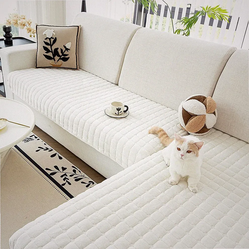 Velvet Couch Covers 2 Packs, Sectional Couch Covers Non-slip, Pet Couchs Cove...