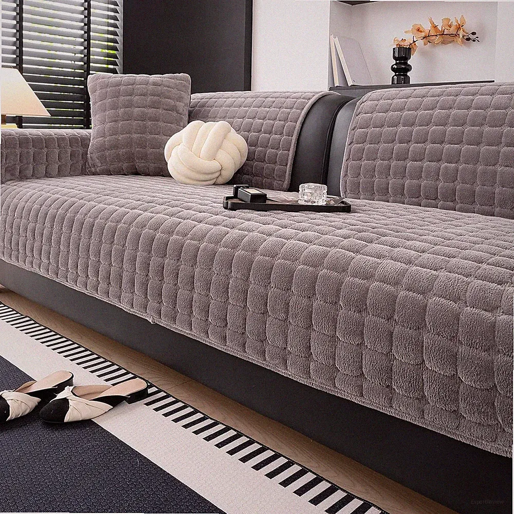 Velvet Couch Covers for Sofa, Sofa Covers Washable Sectional, Medium Anti-Slip