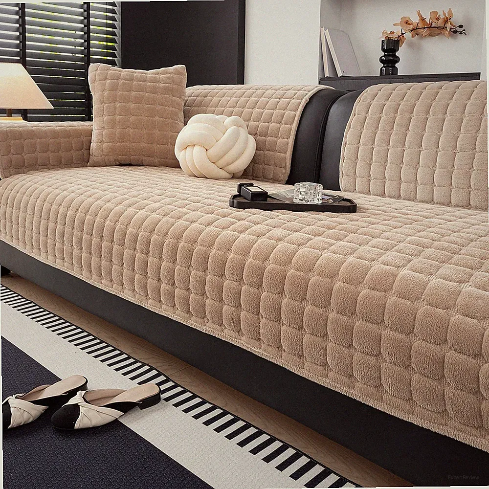 Velvet Couch Covers for Sofa, Sofa Covers Washable Sectional, Small Anti-Slip...