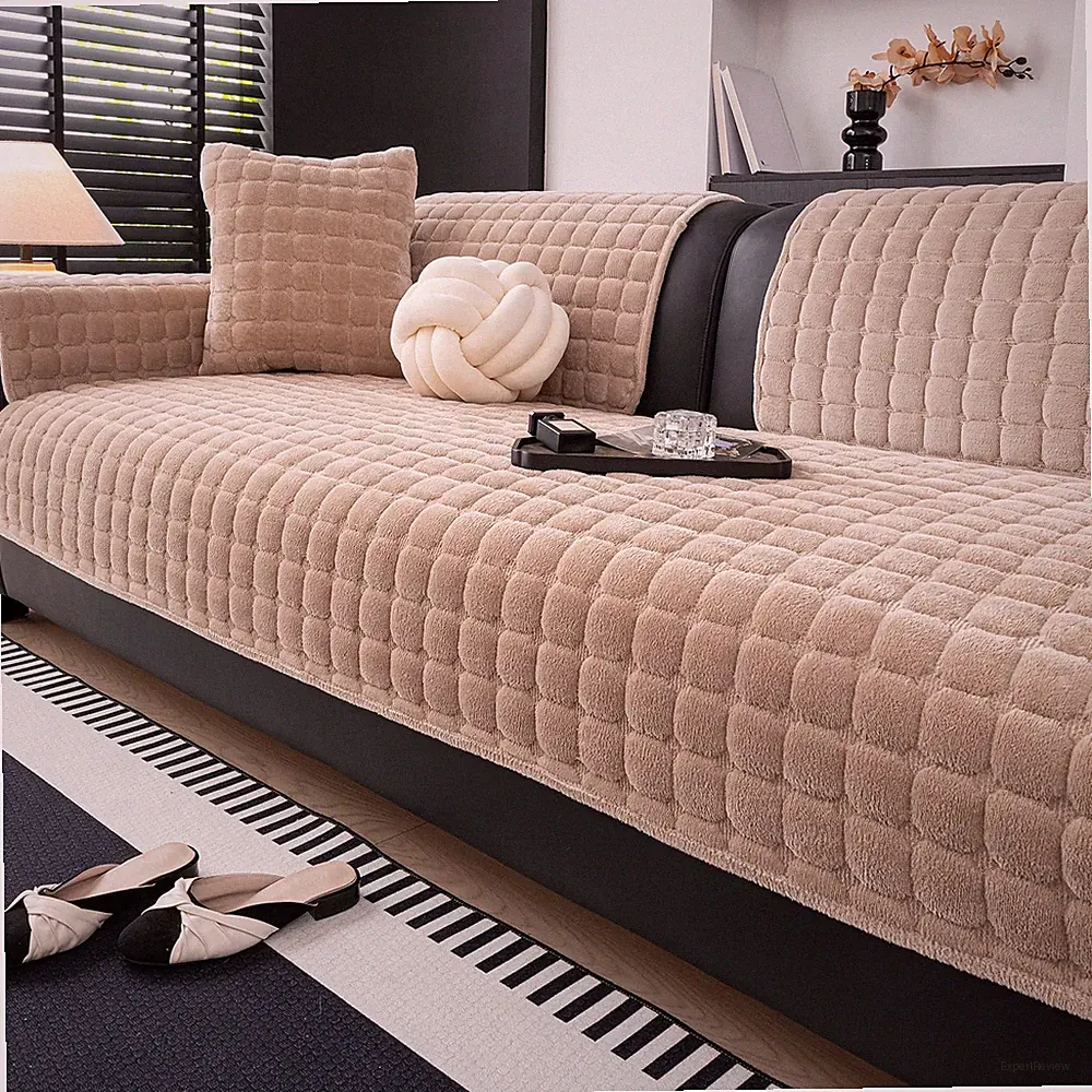 Velvet Couch Covers for Sofa, Sofa Covers Washable Sectional, Small Anti-Slip...