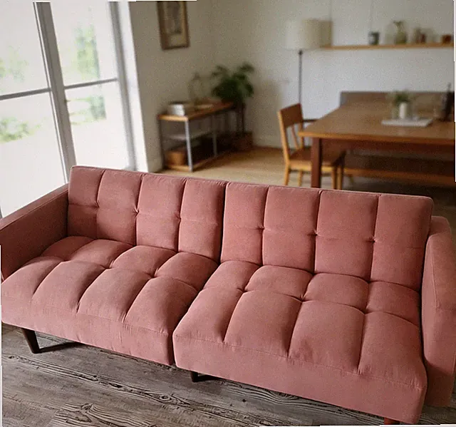 Velvet Futon Sofa Bed Convertible Adjustable Sleeper Loveseat Modern Couch Pink