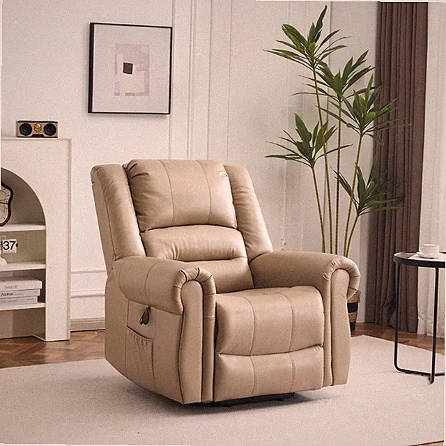 Velvet Futon Sofa Bed | Recliner Sleeper W/ 2 Cup Holders & Armrests Light Brown