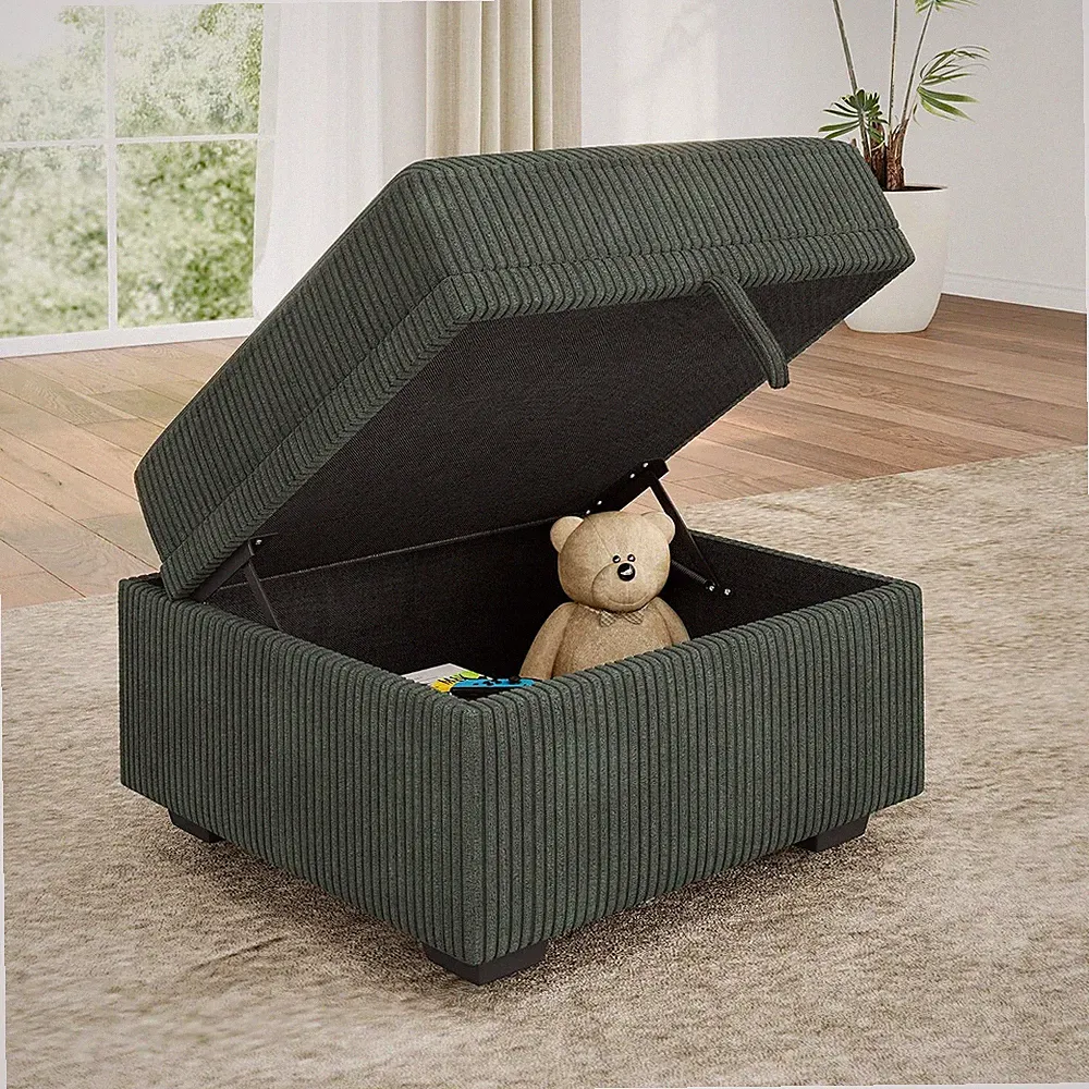 Velvet Green Square Ottoman Module for Modular Sofa & Storage Footrest