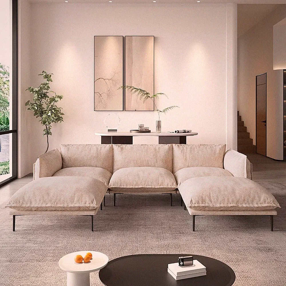Velvet Modular Sectional Sofa with Chaise,111" Modern U-Shaped Couch for Living