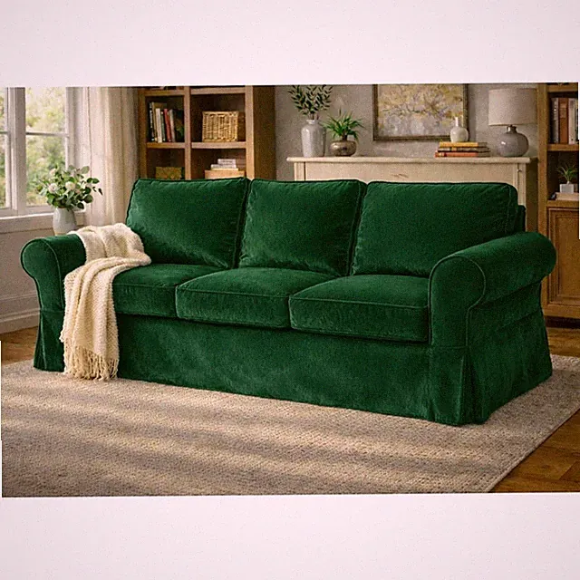 Velvet Pet Friendly Slipcover Compatible for Ikea Ektorp Sofa Cover with 3 Seat