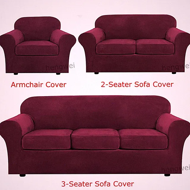Velvet Plush Sofa Covers Stretch Couch Chair Slipcover Protector & Cushion Cover
