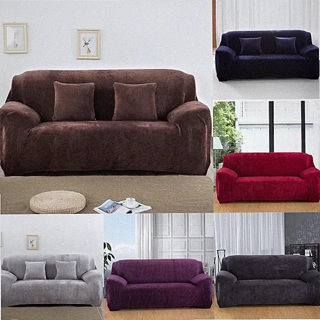 Velvet Plush Sofa Slipcover Stretch Fuzzy Couch Cover Soft for Chair Loveseat