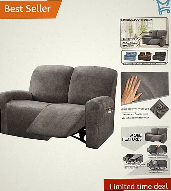 Velvet Reclining Love Seat Slipcover 48-65 Inch Sturdy 2 Seater Washable