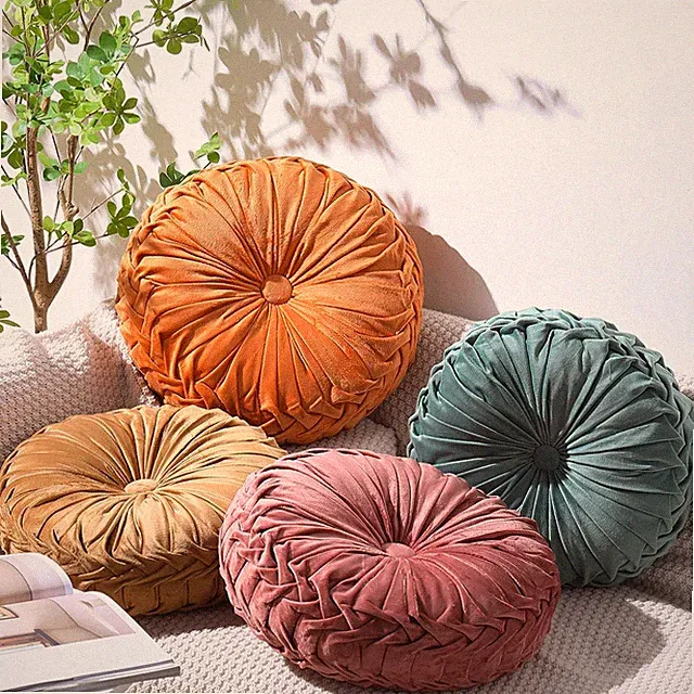 Velvet Round Throw Pillows 15’’ Decorative Pillows for Couch, Bed, Living Room