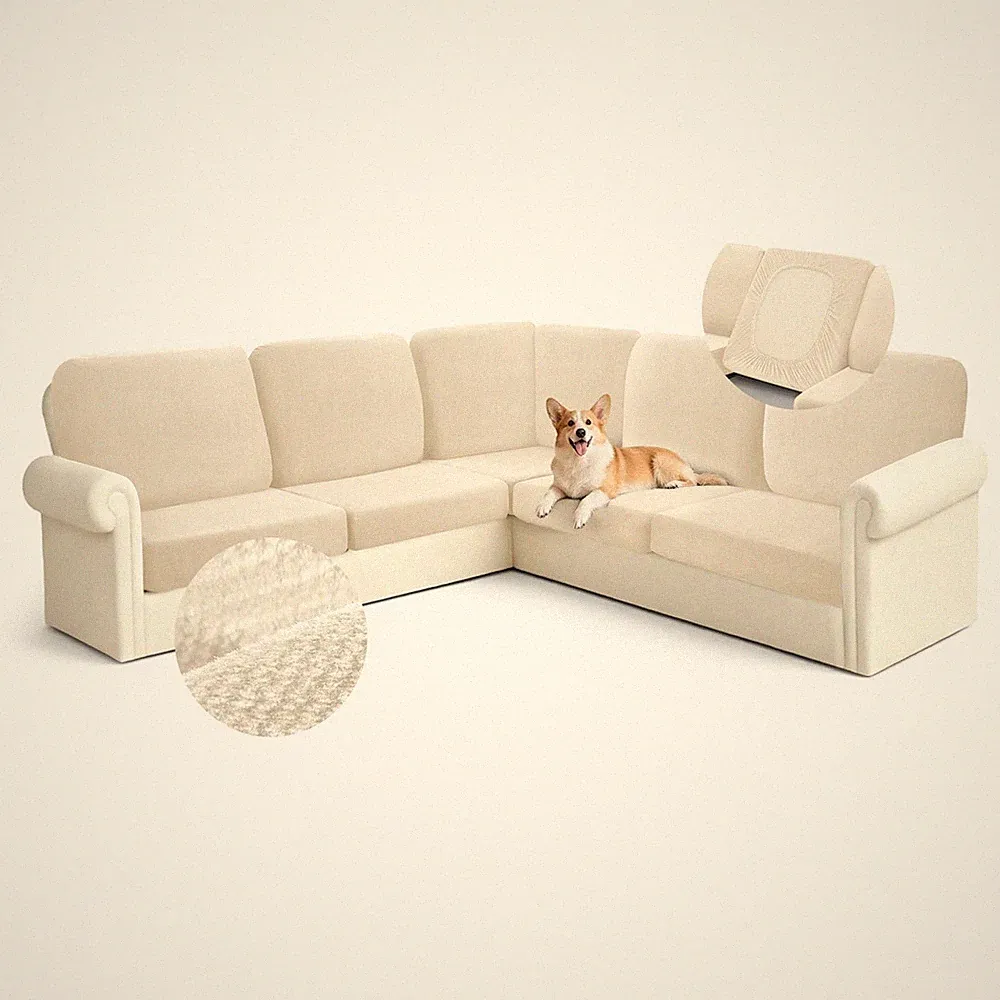 Velvet Sectional Couch Covers L Shape Couch Cushion Covers Slipcovers Fitted...
