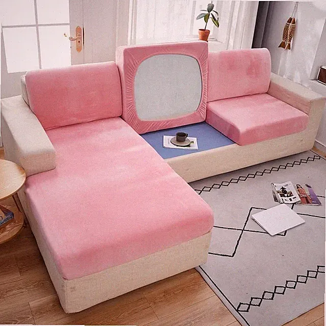 Velvet Sofa Cover Anti Slip Sofa Cover Sectional L Shape Sofa Cushion Slipcover