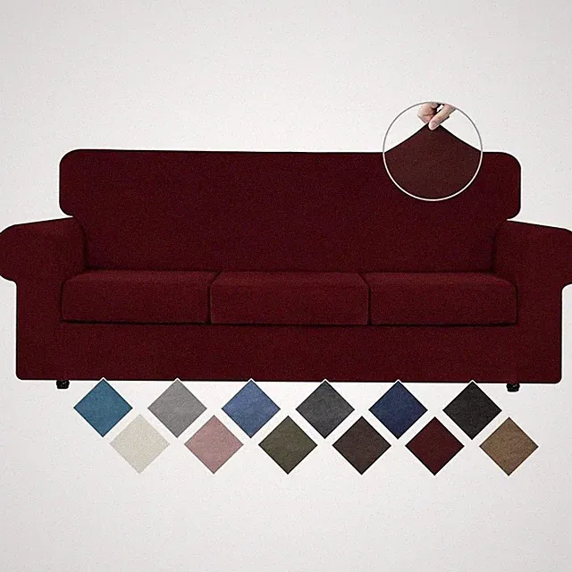 Velvet Sofa Cover Stretchable Non Slip Couch Protector W/ Cushion Covers Pets US