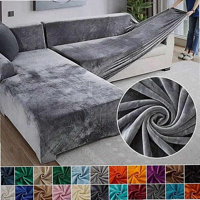 Velvet Sofa Cover Thick Elastic Couch Covers for Living Room Furniture Protector