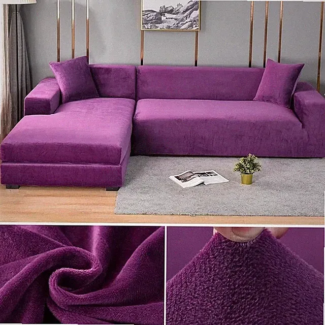 Velvet Sofa Cover Thick Elastic Sofa Cover 1/2/3/4 Seater Corner Armchair Cover