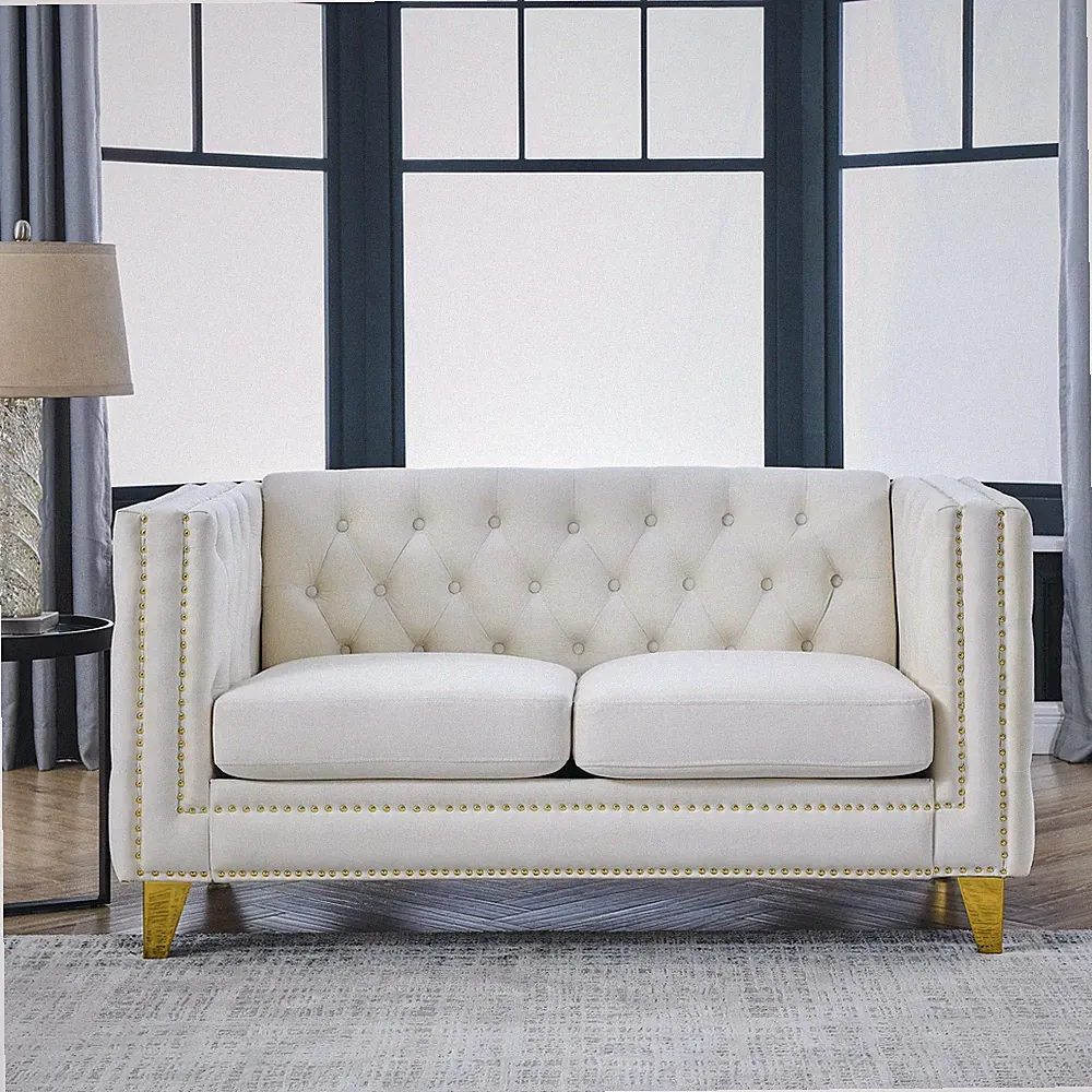 Velvet Sofa for Living Room,Buttons Tufted Square Arm Couch,Modern Couch Upho