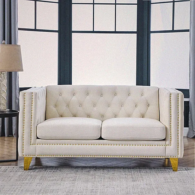 Velvet Sofa for Living Room,Buttons Tufted Square Arm Couch,Modern Couch Uphols
