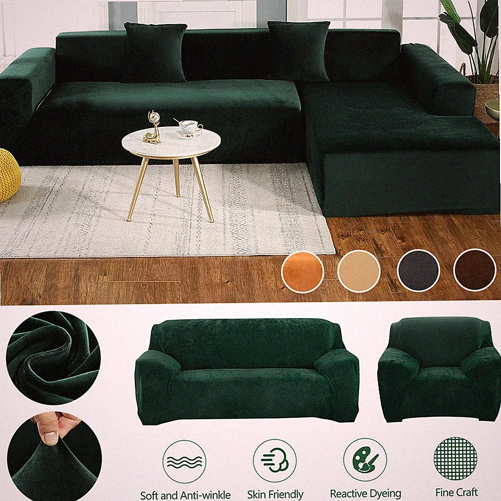 Velvet Stretch Sofa Covers Couch Slipcover Furniture Loveseat Settee Slipcover