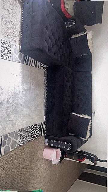 Velvet Tufted Sectional Sofa with Nailhead Trim and Cushions