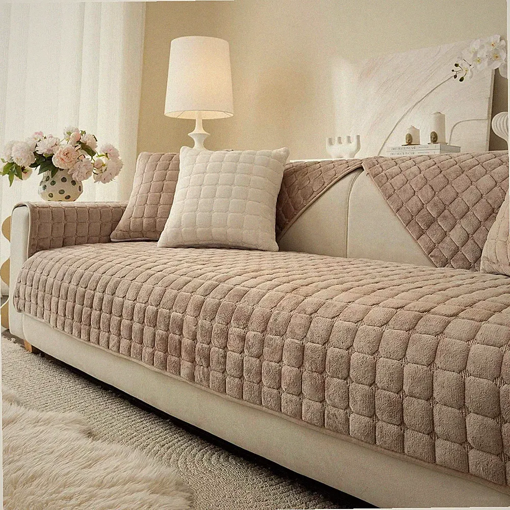 Velvet Washable Couch Cover for Pets Dogs, Non Slip Sectional Sofa Covers for 3