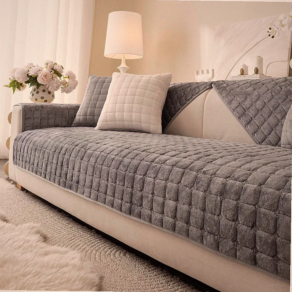 Velvet Washable Couch Cover for Pets Dogs, Non Slip Sectional Sofa Covers for...