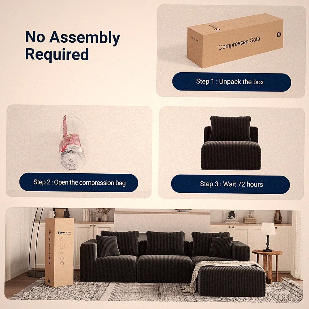 Velvnoir L-Shaped Convertible Sofa and Sectional Sleeper Sofa for Living Room...
