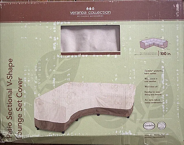 Veranda Collection Patio Left Facing L-Shape Sectional Lounge Set Cover