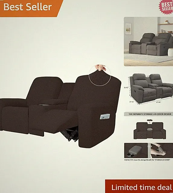 Versatile 1-Piece Reclining Loveseat Slipcover with Side Pockets for Storage