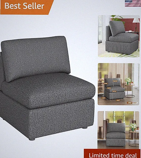 Versatile 1-Seat Sofa Couch with Zippered Covers - Modern Living Essential