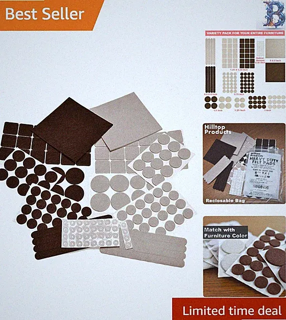 Versatile 165-Piece Furniture Felt Pads with Noise Reduction Bumpers - 2 Colors
