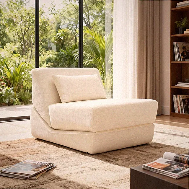 Versatile 3-in-1 Folding Sofa Bed Chair with Pillow & Removable Cover - White