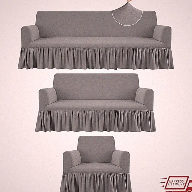 Versatile 3 Piece Sofa Cover Set Elastic Slipcover Durable Furniture Protector