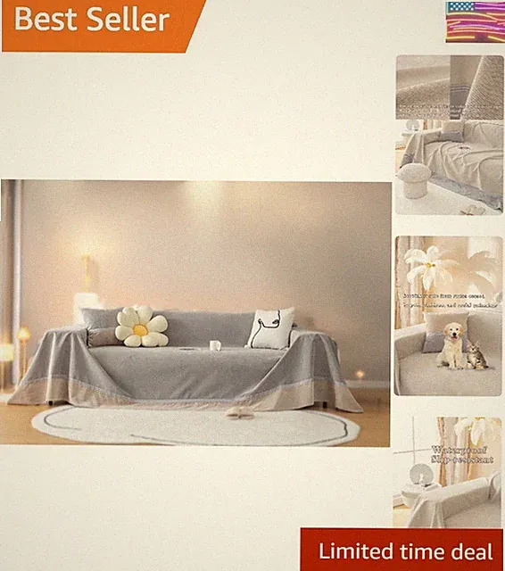 Versatile 78” x 133” Waterproof Sofa Cover - Anti-Slip Protection for Pet Owners