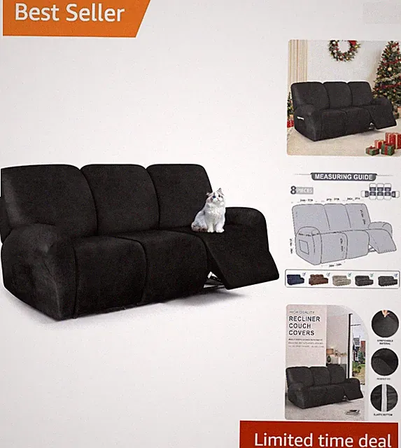Versatile Black Stretch Recliner Cover – Pet-Friendly, Easy Care, Perfect Fit