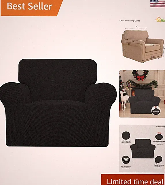 Versatile Black Stretch Slipcover for Chair, Loveseat & Sofa - Anti-Slip Feature