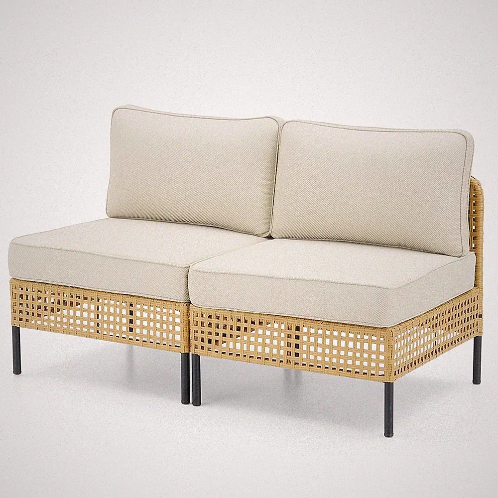 Versatile Boho Patio Furniture Set, Weather-Resistant Wicker Sectional Sofa with