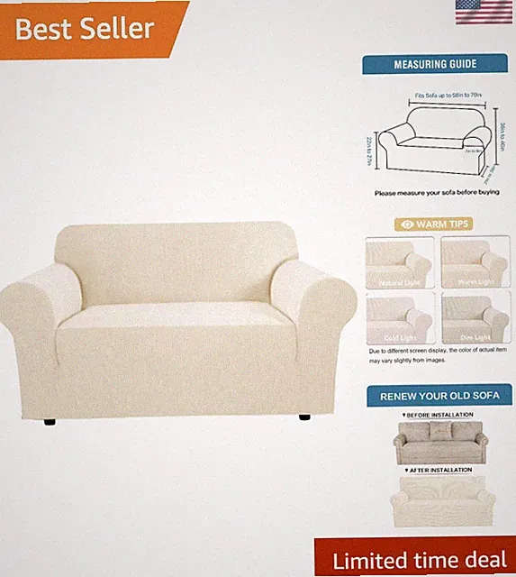 Versatile Cream Loveseat Cover - Durable, Machine Washable, Fits Most Styles