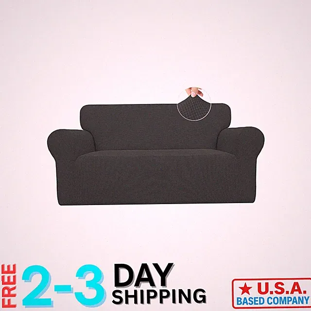 Versatile Dark Gray Sofa Protector Slipcover - Fits Loveseats, Easy Installation