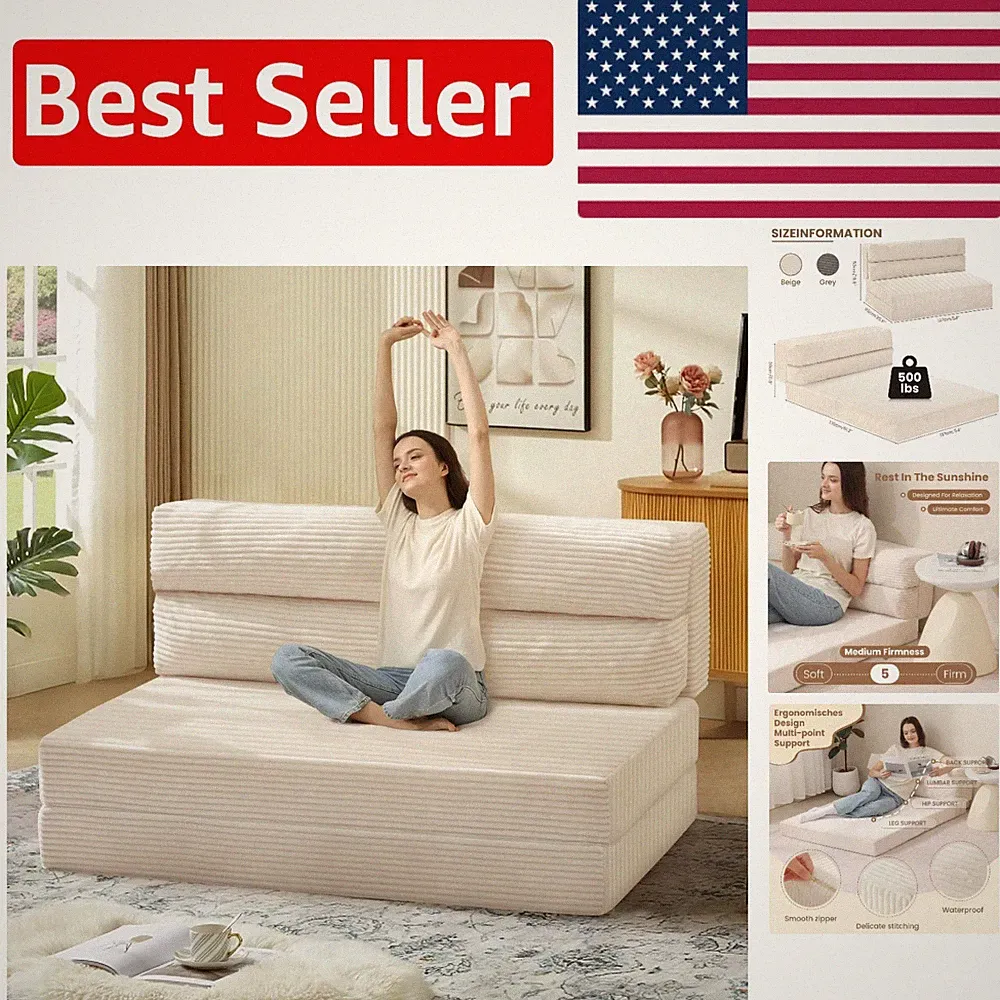 Versatile Folding Sofa Bed with High-Density Foam - Perfect for Small Spaces
