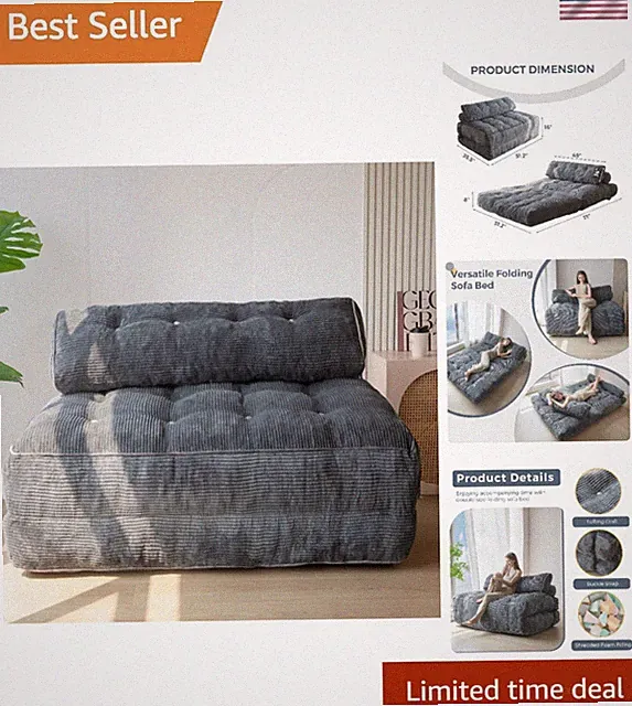 Versatile Folding Sofa Bed with Integrated Back Support - Double Size Delight