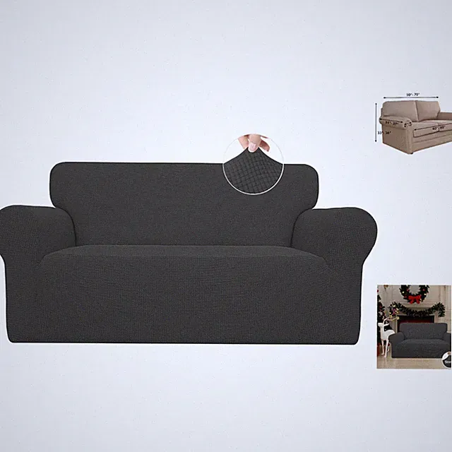 Versatile Loveseat Slipcover - Soft Stretch Fabric, Easy Installation, Dark Gray