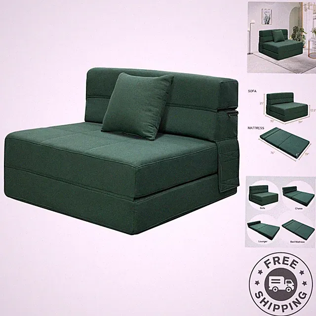 Versatile Memory Foam Twin Futon Sleeper Sofa with Pillow - Space Saving Design