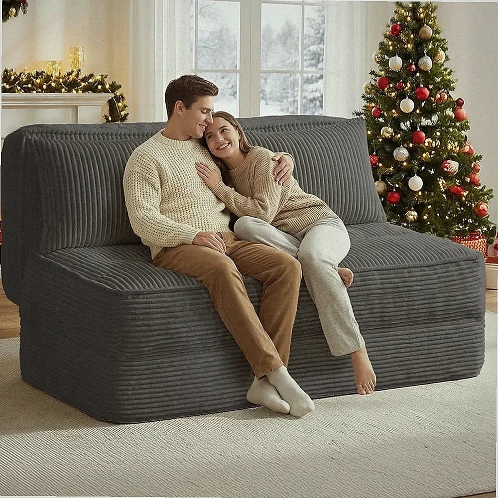 Versatile Sofa Bed with Adjustable Backrest & Cushions for Small Spaces