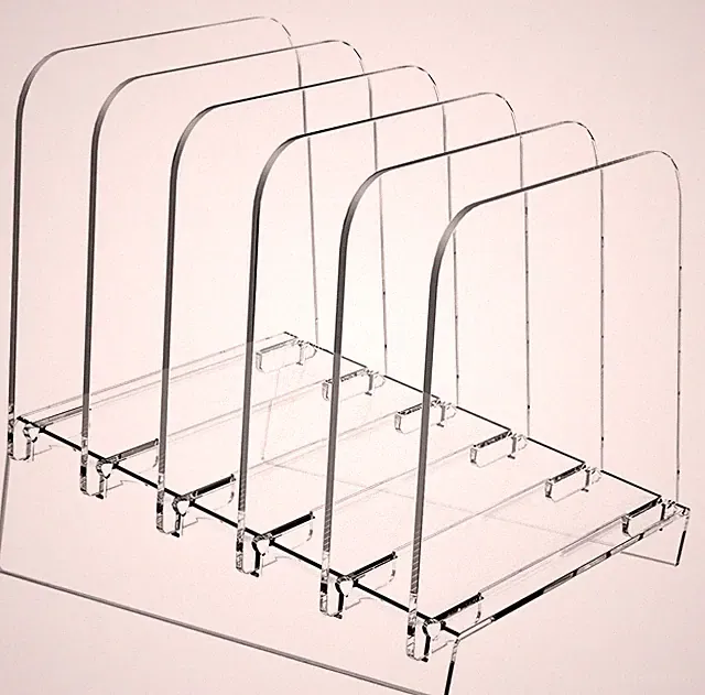 Vertical File Organizer For Desk Acrylic Stand Holder 5 Sections Clear Rack