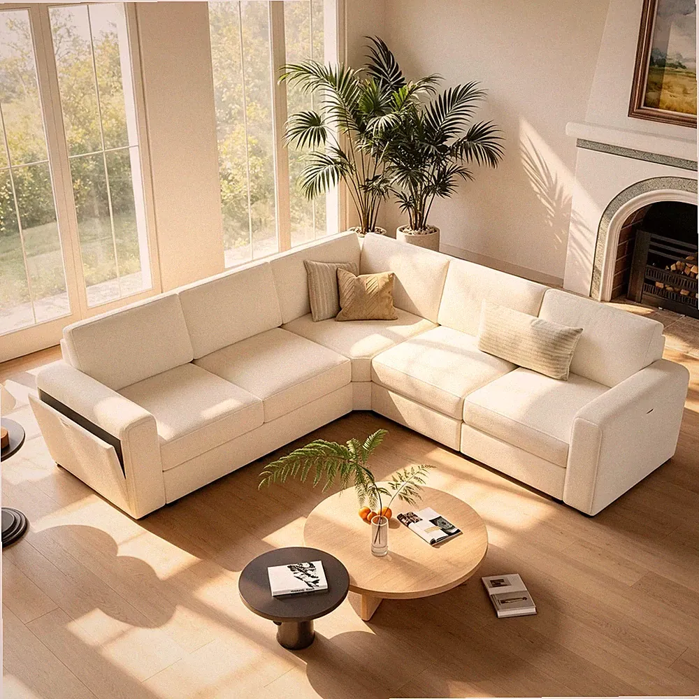 Vesgantti 100" Modular L Shaped Sectional Couch for Living Room, Beige