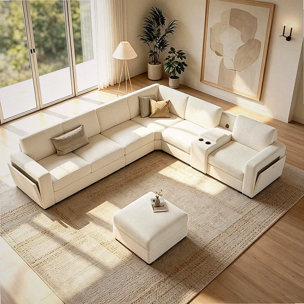 Vesgantti 127" Modular L Shaped Sectional Couch for Living Room, Beige
