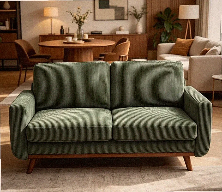 Vesgantti 68" Comfy Green Corduroy Loveseat Sofa, 2 Seater Deep Seat Couch with